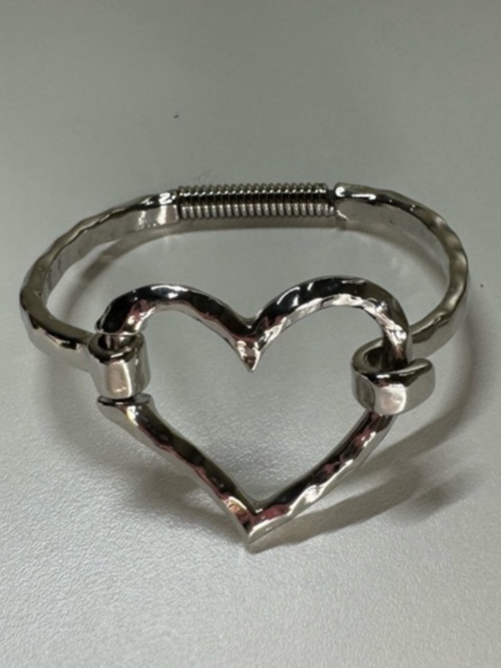 Silver Heart-Shaped Women's Bracelet - Silver